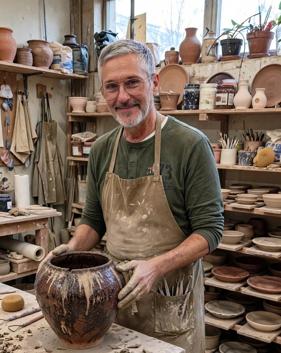 Jesús bei der Arbeit im Atelier